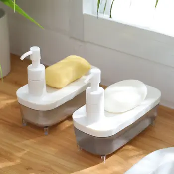 

300ML Countertop Soap Dispenser Plastic Square Manual Liquid Soap Lotion Pump Container For Kitchen Restaurant Bathroom Vanities