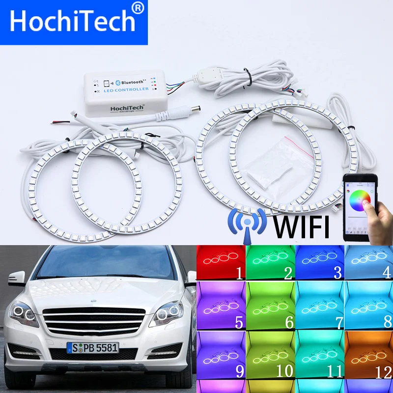 

Wifi Wireless RGB Multi-Color LED Angel Eye Halo Rings for Mercedes Benz R Class W251 R300 R320 R350 R500 2010 2011 2012