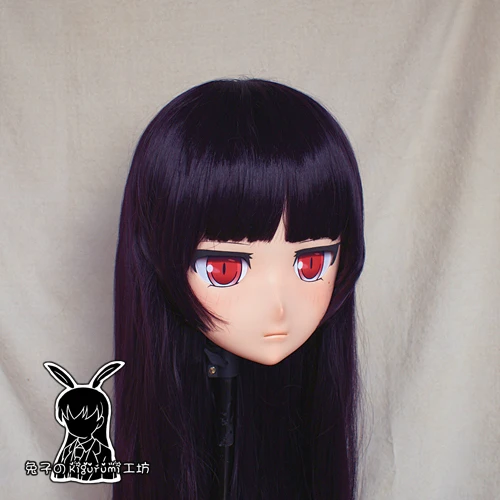 (Rabbit 86) Resin Cross dress Pretty Girl Head BID Doll Mask Japanese Anime Kigurumi Mask Cosplay with Wig