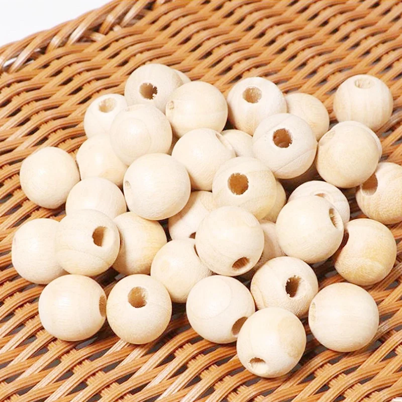 

240pcs DIY 20-25mm Unpainted Wooden Spacer Beads Natural Color Round Eco-Friendly Loose Wood Bead DIY Jewelry Making