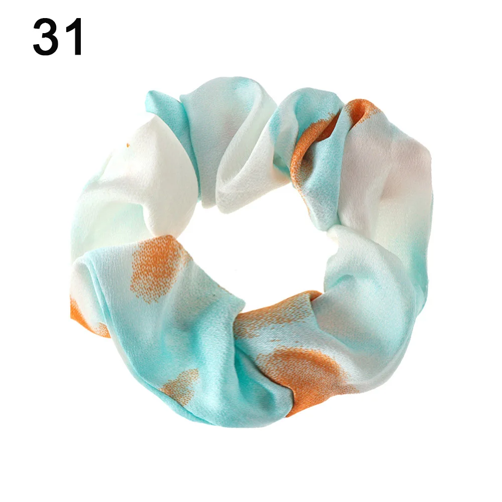 Модный женский шарф для волос с цветочным принтом, эластичная повязка для волос в богемном стиле, бант для волос, резиновые веревки, аксессуары для волос для девочек - Цвет: 31