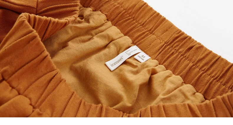 INMAN 2020 Autumn Winter New Arrival Skirt High Waist Pure Cotton Embroidered Elastic Waist Solid Color Temperament Skirt