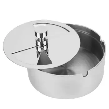 

Windproof Thicken Stainless Steel Rotating Cigarette Ashtray Crafts for Home Office Use 10cm Smoking Containers