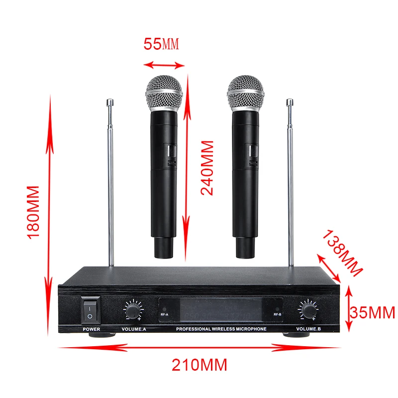 2 ручные UHF Беспроводные микрофонные системы частоты динамические капсулы 2 канала беспроводной микрофон для речевой караоке системы