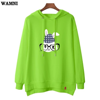 

WAMNI Fashion Cute Rabbit Funny Print Oversize Green Hoodies Casual Harajuku Hooded Sweatshirt Stylish Pullovers S-2XL