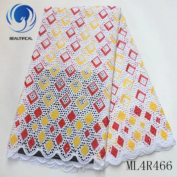 

BEAUTIFICAL african lace fabrics 5yards/lot embroidery voile lace fabric Top sale nigerian cotton punch lace for dress ML4R466