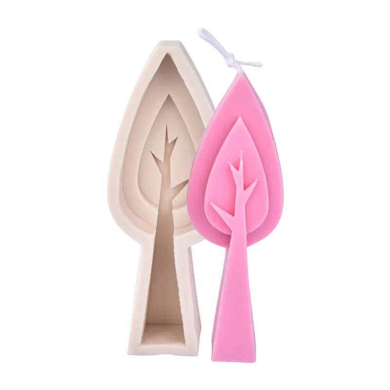 2D Small Tree Pear Lemon Silicone Candle Mold for Handmade Desktop Decoration Gypsum Resin Aromatherapy Candle Silicone Mould