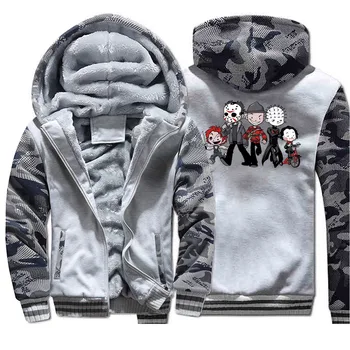 

Horror Movie Coat Jason Clown Saw Halloween Funny Streetwear 2019 Winter Fleece Warm Zip Jacket Camouflage men's Thick Hoodies