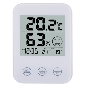 

Kitchen Digital LCD Thermometer Hygrometer Bathroom Kitchen Weather Station Tester Temperature Table Desktop Thermometer Clock