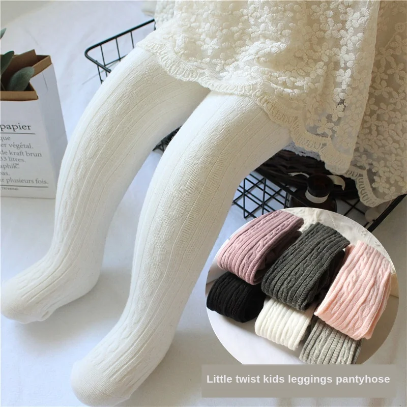 2022 Spring Knitted Baby Pantyhose For Girls Twist Children Bottom Toddler Kid Girl Ribbed Stockings