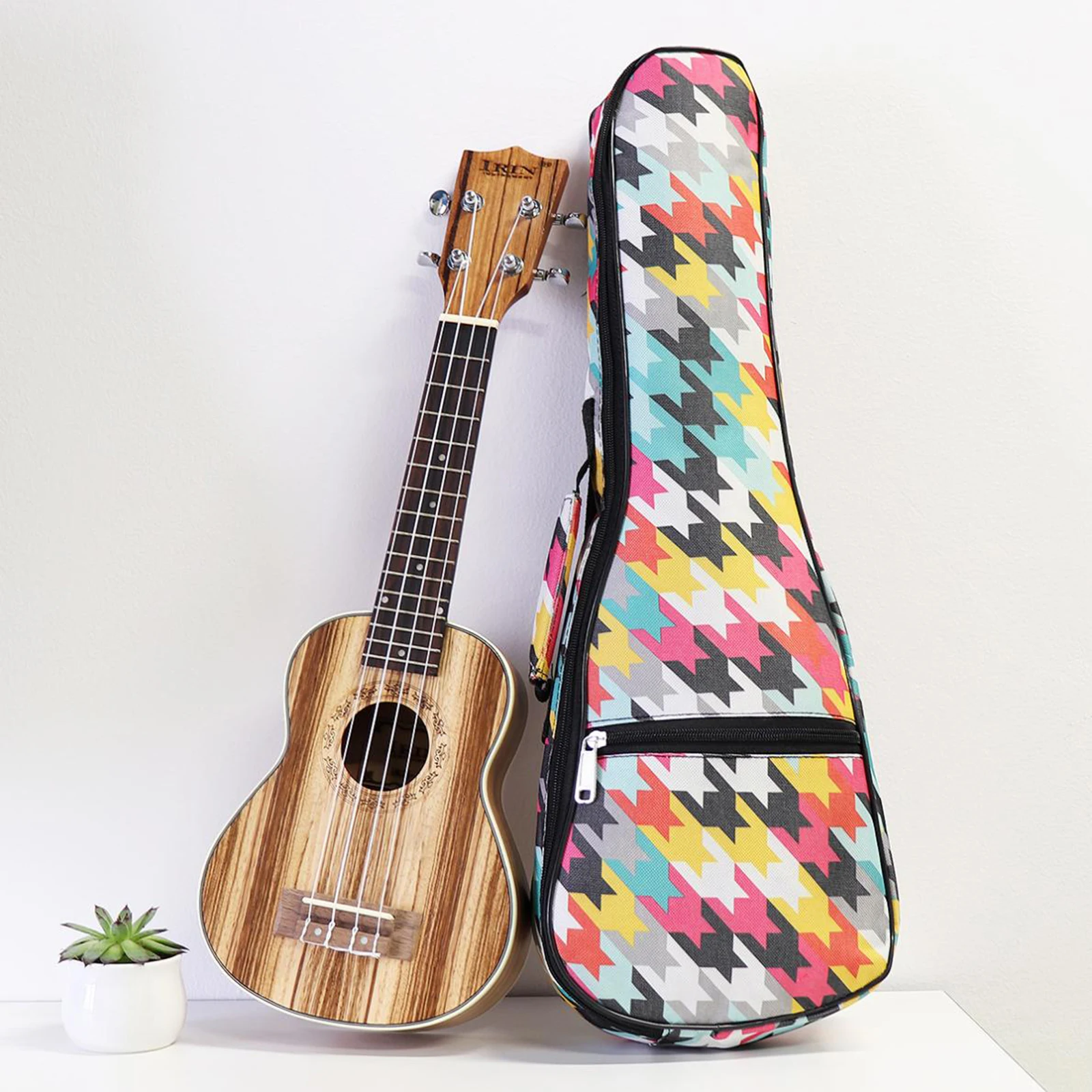 Double Strap Hand Folk Ukulele Carry Bag Cotton Padded Case For 21/23/26'' Ukulele Mini Guitar Parts