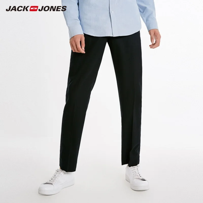 BLACK JackJones мужские Умные повседневные шерстяные брюки 218314591 - Цвет: BLACK