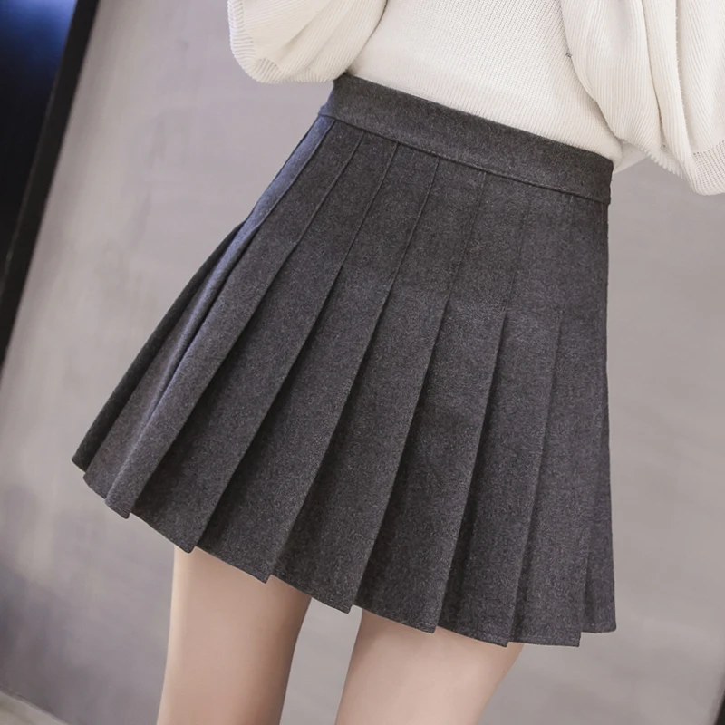 

2020 Autumn And Winter Pleated Basic Solid Color Base A-Line Skirt All-Match Fashion Short Skirt Skirt