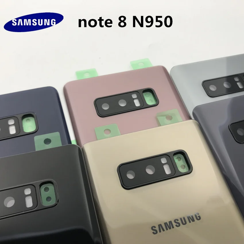 Samsung Galaxy NOTE 8 N950 SM-N950F задняя крышка батарейного отсека Корпус+ Ушная камера стеклянная рамка объектива Запасные части для ремонта