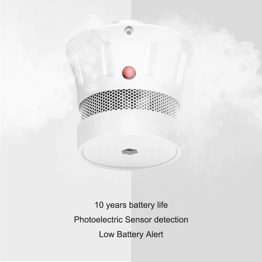 CPVan FSD002 Smoke Detector 10 Years Battery Fire Protection EN14604 CE Certified Fire Detector Smoke Sensor Fire Alarm for Home