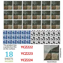 18PCS/Pack Self Adhesive Tile Sticker DIY Kitchen Bathroom Flooring Wall Decoration for Tiles Walls Floors Cabinets Drawers 30E
