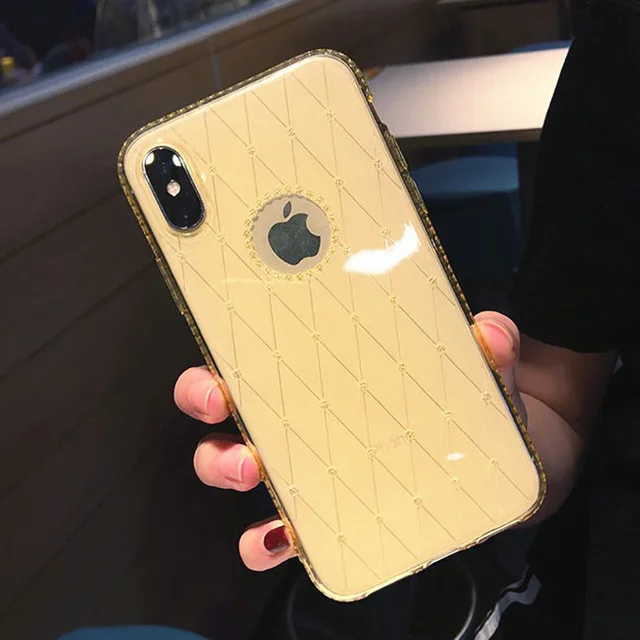 Блестящие алмазные Стразы, блестящий чехол для телефона iphone X, XS, XR, XS, Max, 6, 6 S, 7, 8 Plus, с окошком, мягкая задняя крышка из ТПУ - Цвет: A