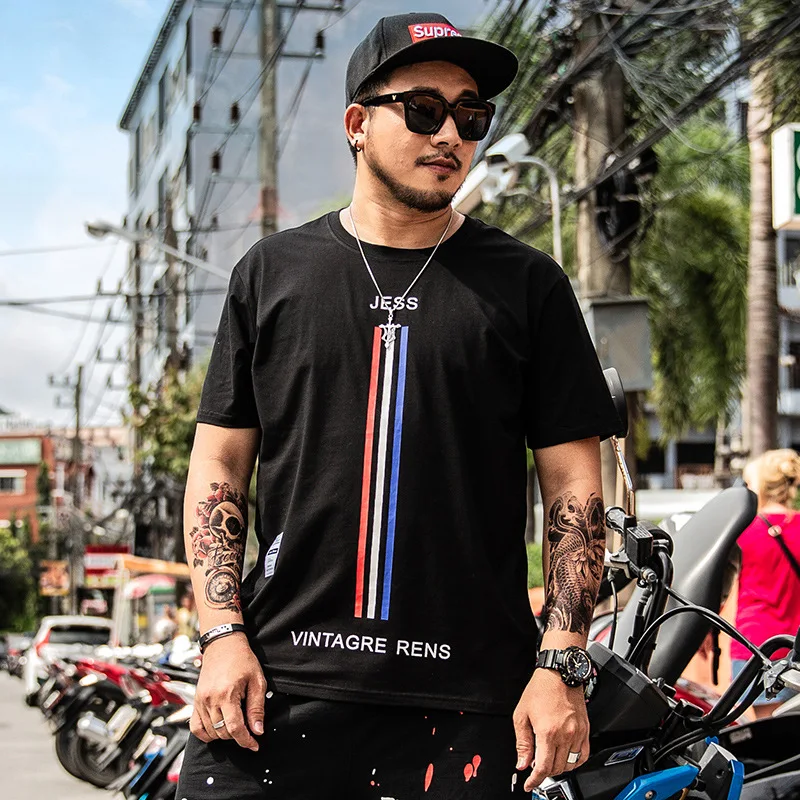 

Original men's t-shirt short sleeve new tide clothes plus size Korean printing