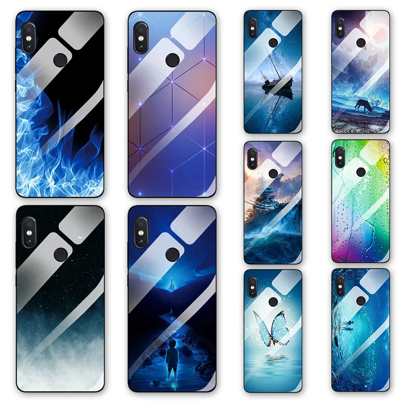 

Tempered Glass Case Cover For Xiaomi 8 SE Butterfly Star Mi8 Mi8 SE Pattern Shockproof Case Fundas For Xiaomi Mi8 Lite Boat