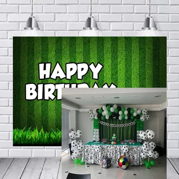 

Photography Background Field Grass Football Party Background Boy Baby Happy Birthday Party Decoration Background Banner Prop