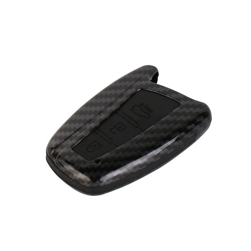3Button carbon black Углеродное волокно ABS корпус умного ключа Крышка для hyundai Santa Fe Grand ix45 - Название цвета: 3Button carbon black