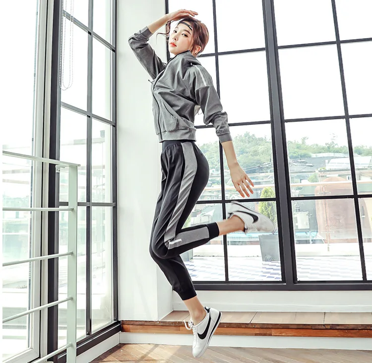 

3pcs Autumn Women Sport Suit Tracksuits Zip Up Jacket Hoodie+bra+pant Casual Jogger Running Workout Outfit Yoga Set Sportswear