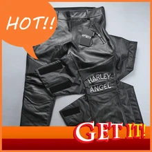 Мужские брюки из натуральной кожи, профессиональные мотоциклетные байкерские брюки, защитная Экипировка из коровьей кожи, регулируемые эластичные теплые штаны на липучке