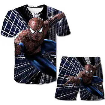 

Popular 3D Spider Boy T Shirts kids Hero Superman baby girl clothes Baby T-Shirt Super cool Summer Top+shorts 2Pcs 4-14T