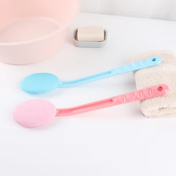 

1PC Shower Massage Brush Back Scrubber Bath Brush With Long Handle Single-sided Detachable Sponge Pink/blue Skin Care Tool