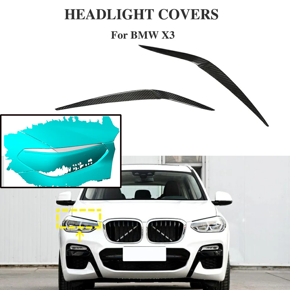 Universal Carbon Fiber Head Light Lamp Eyebrow Eyelid Cover for 2018 2019 BMW G01 X3 Car Accessories | Автомобили и мотоциклы