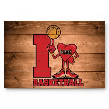 

Wood Grain I Love Basketball Bathroom Non-slip Doormat Bathroom Accessories Living Room Kitchen Doormat