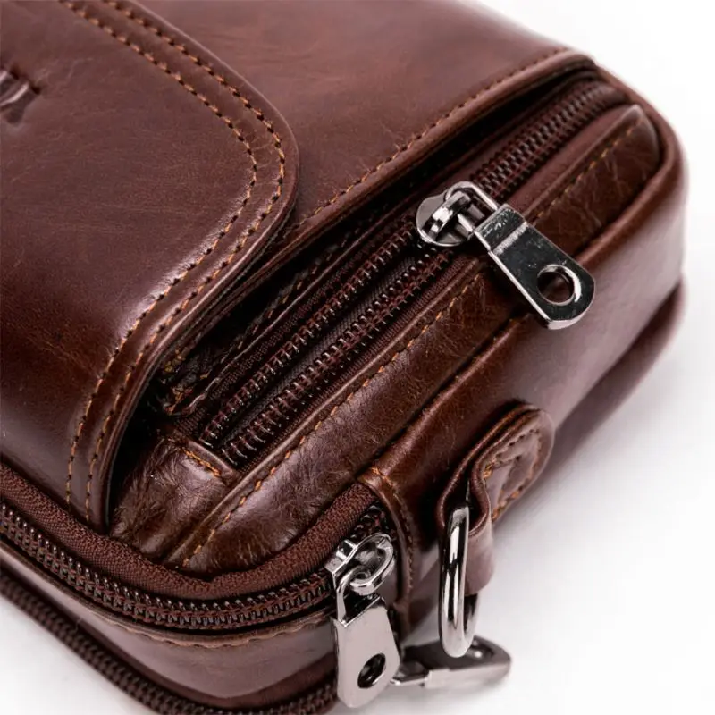 Men Vintage PU Leather Shoulder Bag Crossbody Waist Bag Small Belt Holster Phone Pouch Case 35EF