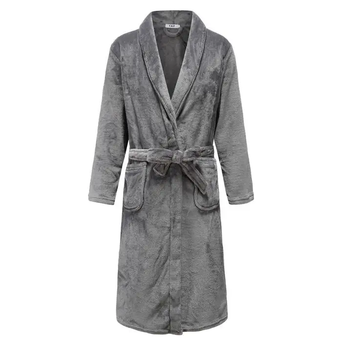 Серый Для мужчин зимний халат для влюбленных; теплая Толстая ночная рубашка мягкая фланель, коралл кимоно платье мужской пижамы Домашняя одежда банный Халат - Цвет: Women D
