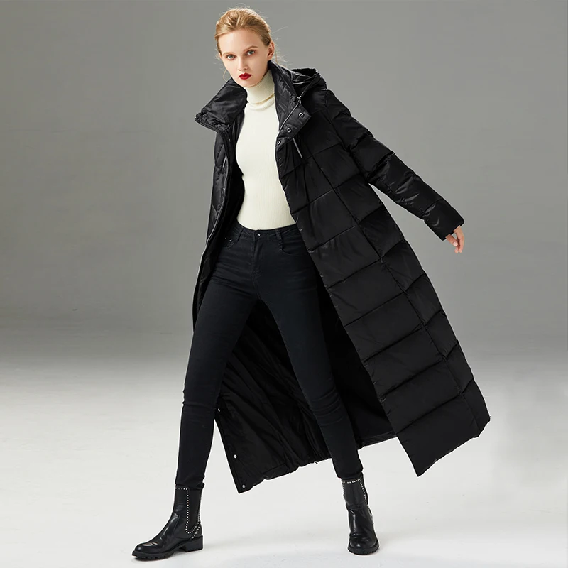 HoodedDownJacketWomens2021WinterStraightWarmExtraLongDown