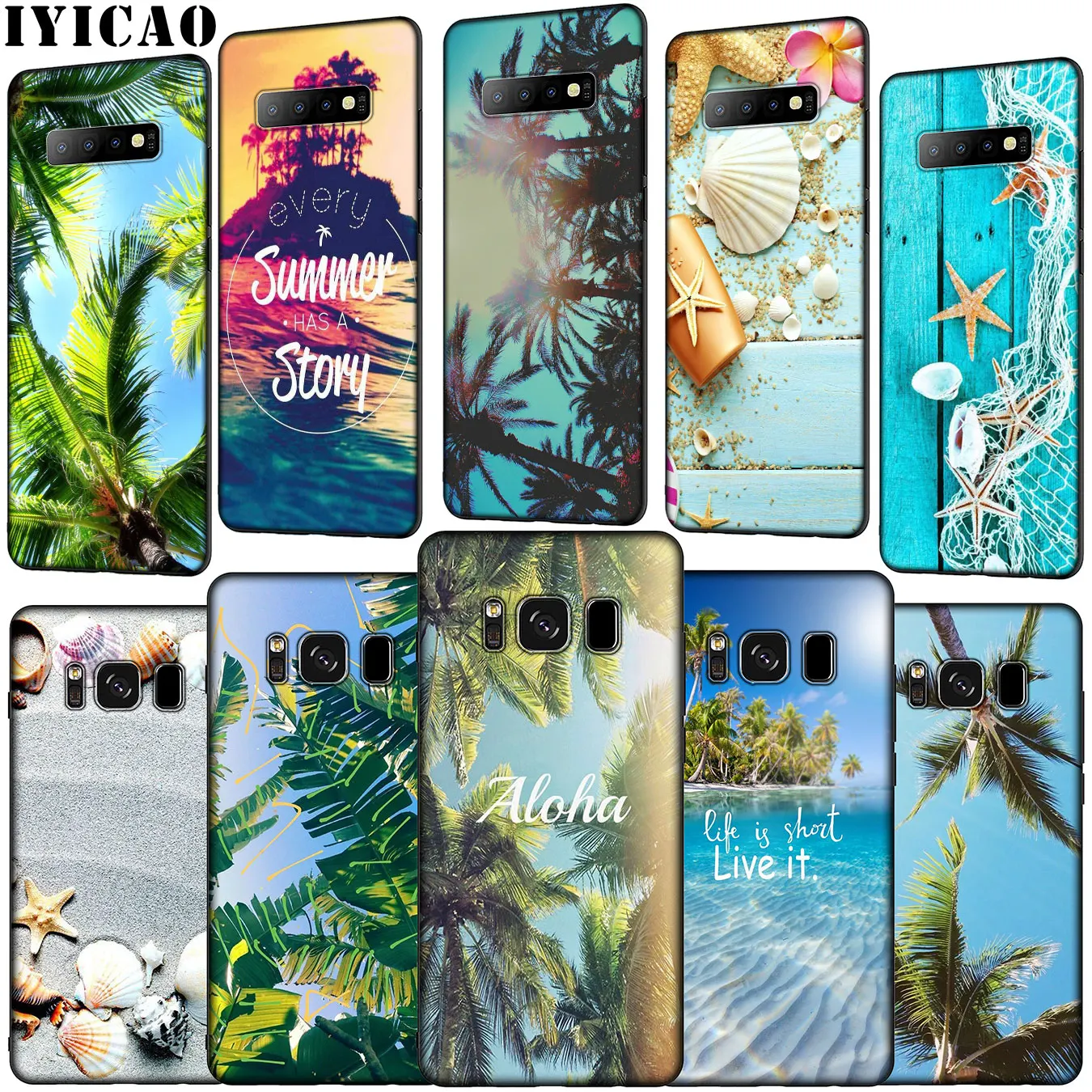 Мягкий чехол для телефона IYICAO Summer Palms Sea Ocean Aloha Samsung Galaxy S20 Ultra S10 Lite S9 S8 Plus S6 S7 Edge S10e |