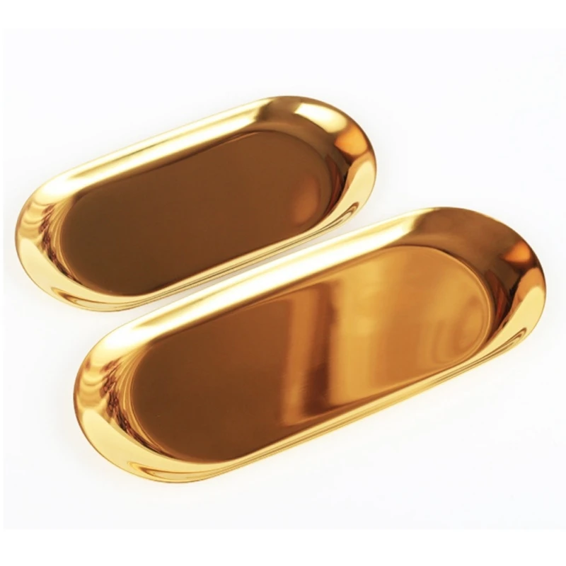 Роскошный металлический лоток для хранения Золотой овальный точечная Фруктовая тарелка маленькие предметы ювелирных изделий дисплей лоток зеркало strorage аксессуары