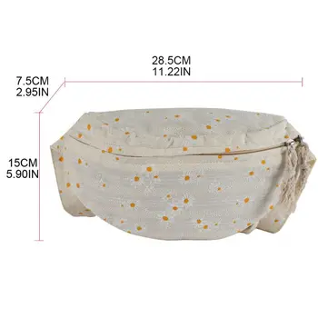 

Women Daisy Embroidery Canvas Bag Waist Fanny Pack Travel Hip Bum Chest Pouch F3MD