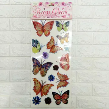

3D Laser Colorful Butterfly Layer Stickers PVC butterfly tie Handmade Three-dimensional Wall Sticker Butterfly Decoration Layers