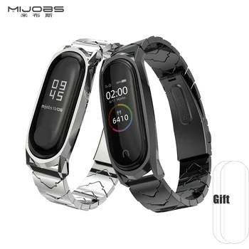 

Mijobs Original Mi Band 4 Strap Metal Stainless Steel Bracelet Strap For Xiaomi Mi Band 4 3 Metal Screwless Strap Mi Band 3 4
