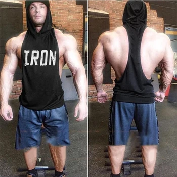 

Men's Gym Muscle Fit Workout Bodybuilding Fitness Hoodies Tank Tops Printing High Quality Cotton Sleeveless Hoodies Sweatshirts