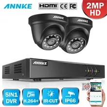 ANNKE 4CH 1080P CCTV камера DVR система 2 шт Водонепроницаемая 2.0MP TVI черная купольная камера s домашний комплект видеонаблюдения Обнаружение движения