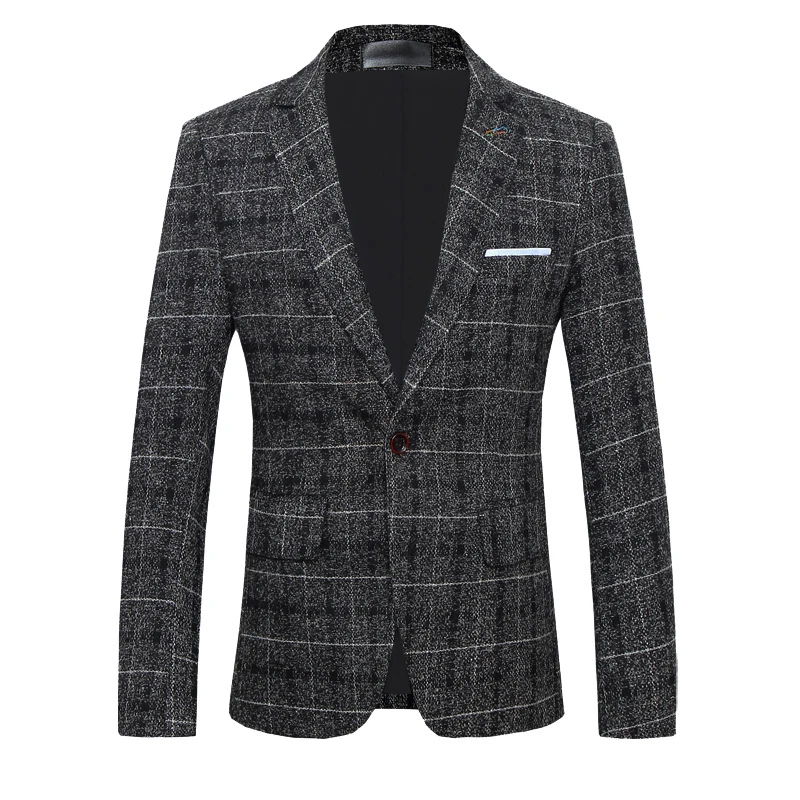 jacket black Роскошный костюм, клетчатый Блейзер, жилет, брюки, мужские костюмы, Азиатский Размер, S-5XL, высокое качество, смокинг, свадебный костюм, дизайн - Цвет: jacket black
