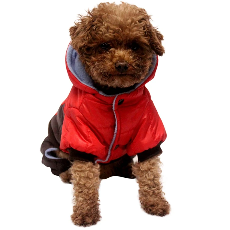 Зимняя одежда для домашних животных, теплое пальто с капюшоном для собак чихуахуа, французский бульдог, 4 ноги, хлопковая стеганая одежда для домашних животных