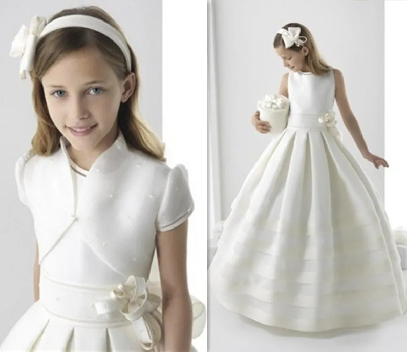 

White/Ivory Girls First Holy Communion Dresses Elegant Flower Girl Dress Fashion Ritzee Girl Pageant Dresses Vestido De Daminha