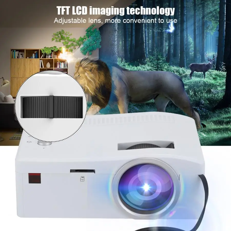 UC18 1080P 400 люмен Мини светодиодный проектор с AV/HDMI/USB/TF входом 3,5 мм выход для наушников с пультом дистанционного управления 110-240 В