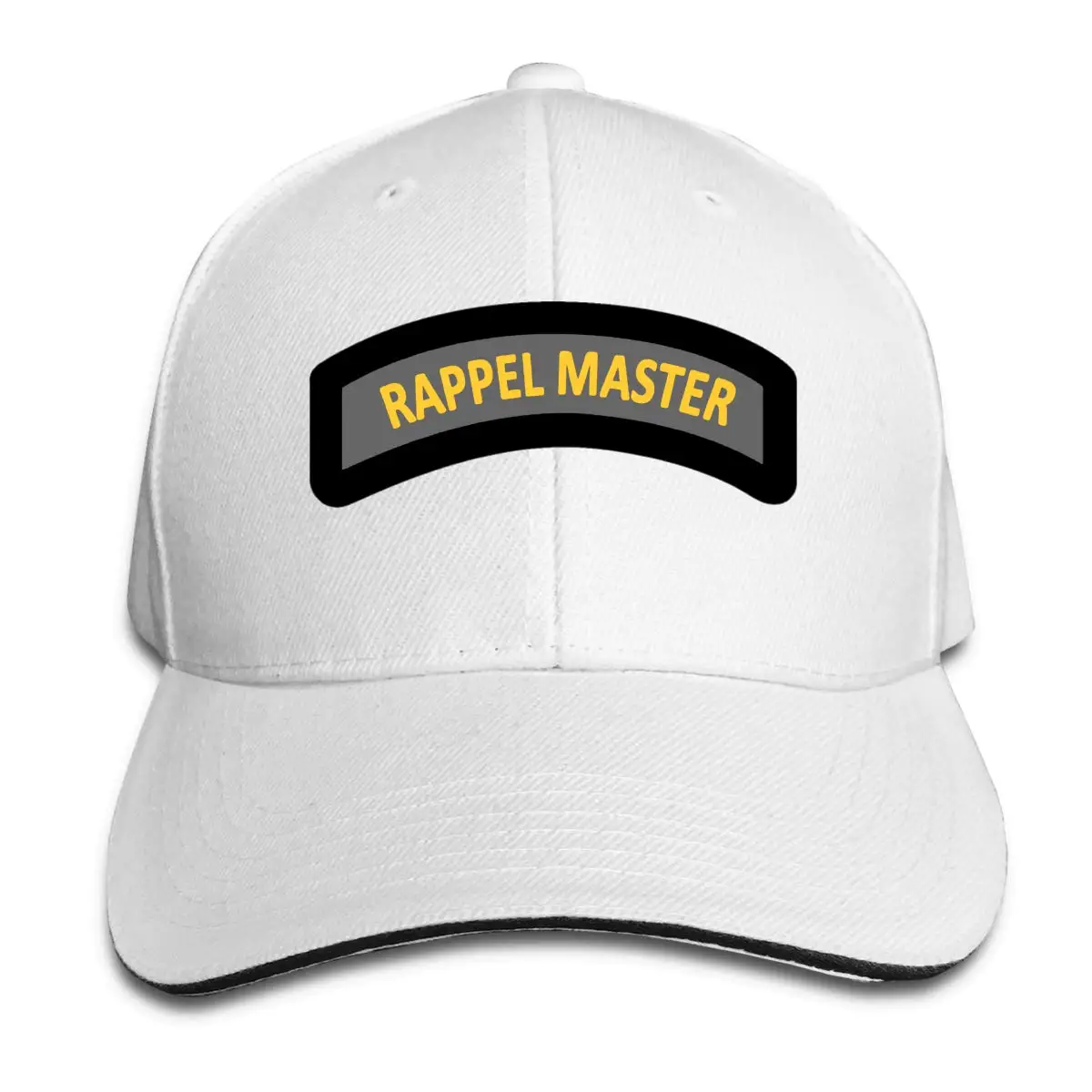 Rappel Master Tab Black- Gold Unisex Baseball Cap Structured Classic Velcro Adjustable Peaked Sandwich Trucker Hat