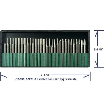 

30pcs 1/8\\\" Shank Rounded/Tapered/Ball/Cylinder Burrs Drill Milling Tools Case