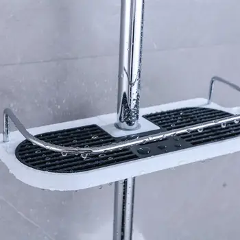 

Shower Storage Rack Organizer Bathroom Pole Shelves Shampoo Tray Stand Single Tier No Drilling Lifting Rod Shower Head Holder