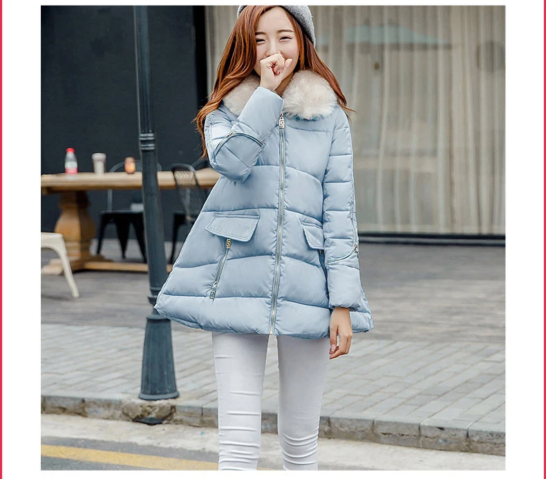 Pregnant Women Cotton Overcoat Large Size Maternity Clothes Thick Winter Tops Autumn And Winter Cotton-padded Jacket Mid-length