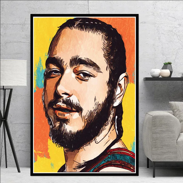 Пост Malone хип-хоп рэпер музыка певица звезда искусство живопись плакат и принты холст настенные картины для гостиной домашний декор - Цвет: K